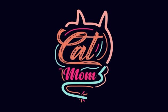 Cat Mom Typography: A Graphic Design Asset for T-Shirt Designs and Local Branding