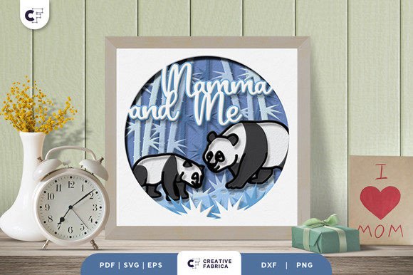 Mama and Baby Panda 3D SVG for Holiday Content Design