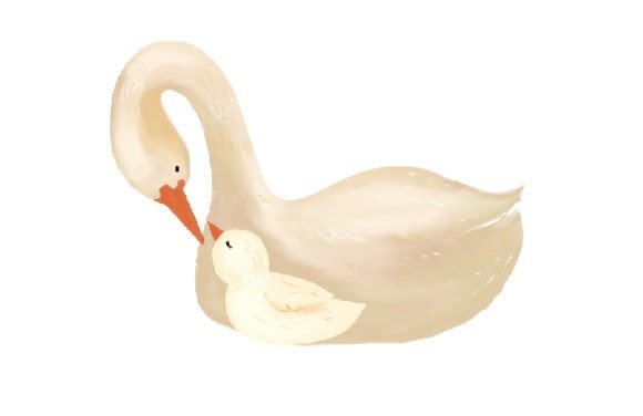 Mom and Baby Swans Watercolor for Mother’s Day Crafts