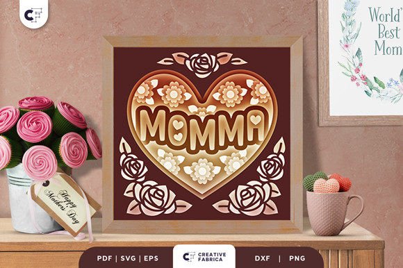 Momma in a Heart 3D SVG for Holiday Crafting