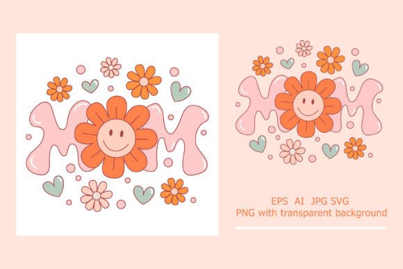 Retro Mom Illustration Gift for Mom: A Graphics Boost for Content Creators