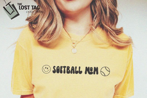 Softball Mom Retro Smiley Graphics for Print Templates